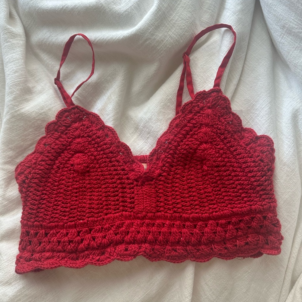 Red crochet top